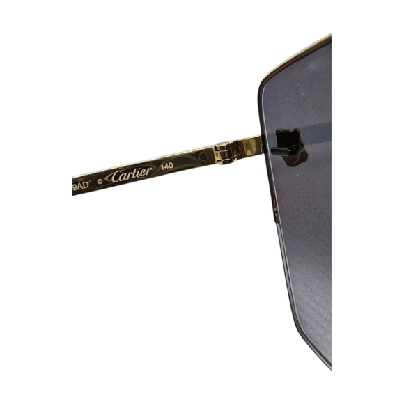 CARTIER Gold and Black Square Sunglasses - Picture 3 of 9